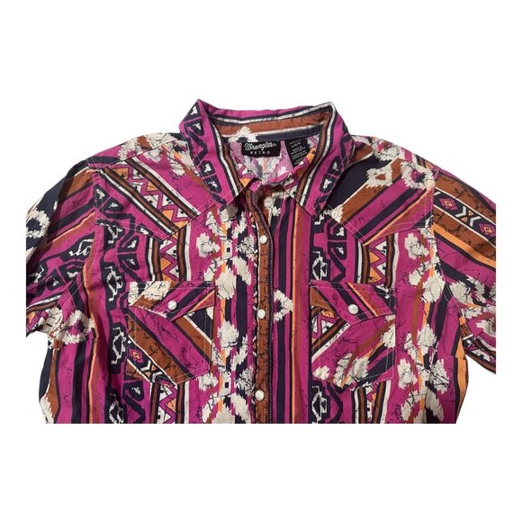 Wrangler Retro Cowgirl Western Style Aztec Long Sleeve Shirt Size Large L - Picture 3 of 5